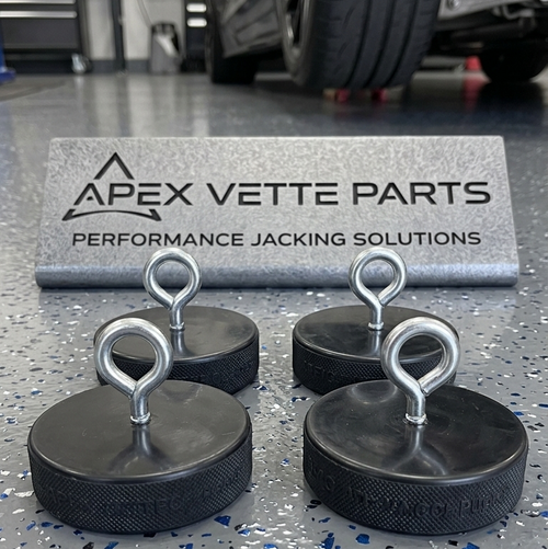 C5 C6 corvette lift pucks on epoxy floor 